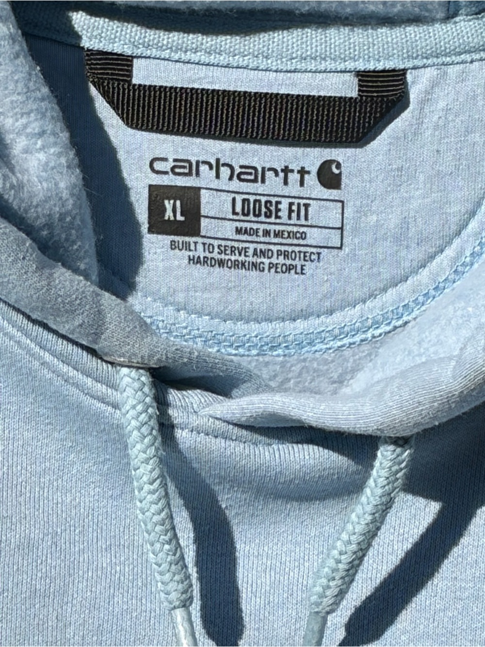 Carhartt Sky Blue Fleece Pullover Hoodie Hooded Sweatshirt Men XL Loose Fit - Picture 5 of 7
